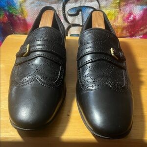Louis Vuitton Major Black 100% calf Leather Loafers with Buckle made in Italy.